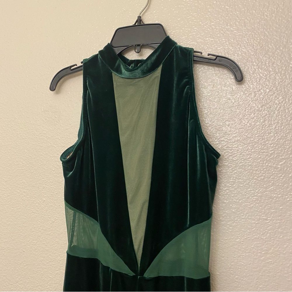 Kelle Dance Costume Solo Jumpsuit Unitard Shifting Lines 6152 Green Velvet Ma — image 8 of 8